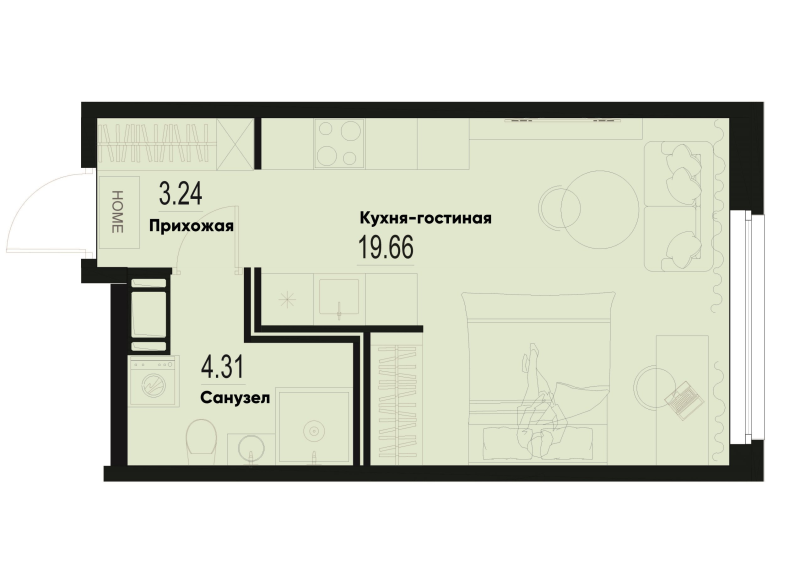 Студия 27,2 м²