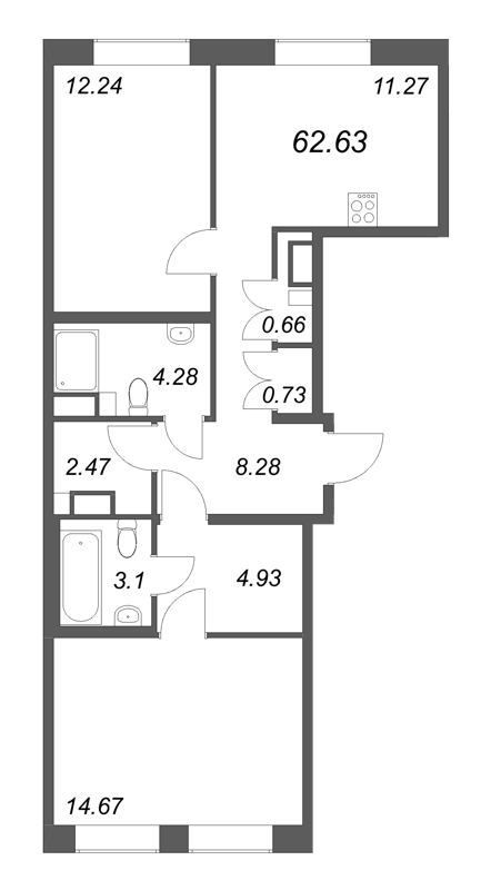 2 ккв 62,6 м²