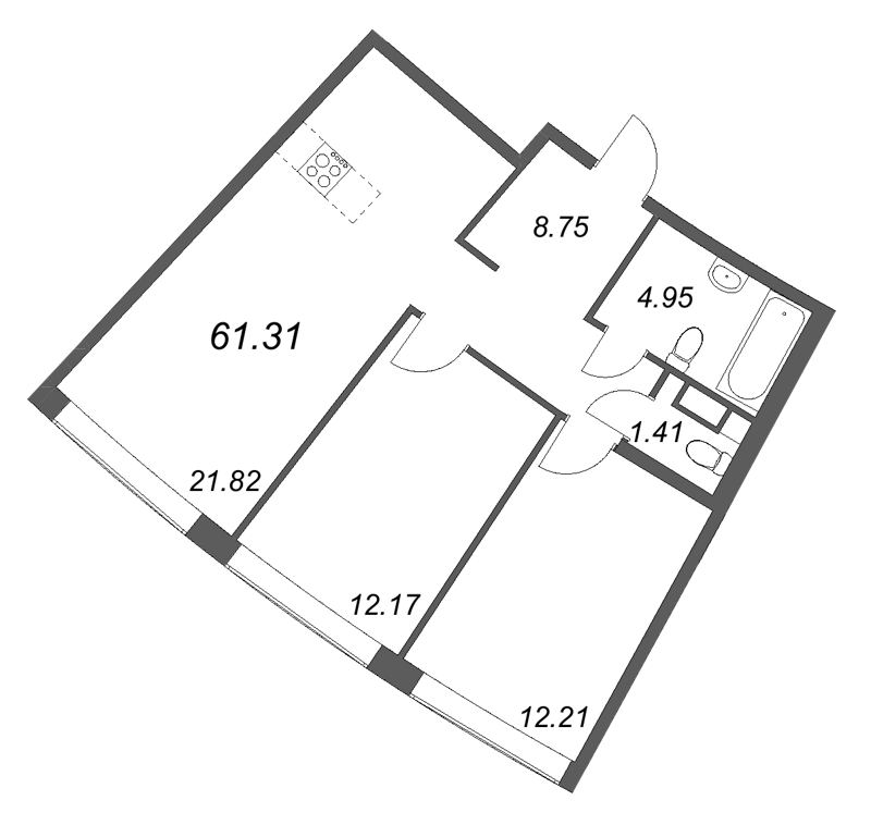 3 ккв (Евро) 61,3 м²