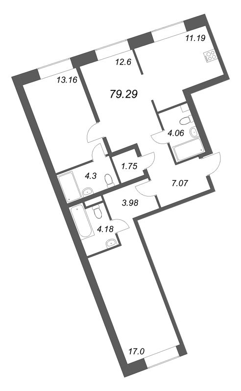 3 ккв (Евро) 79,3 м²
