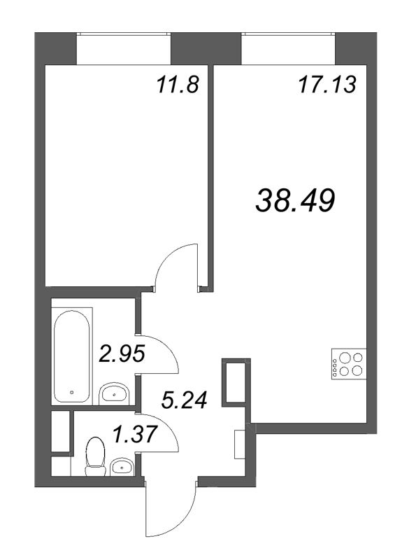 2 ккв (Евро) 38,5 м²