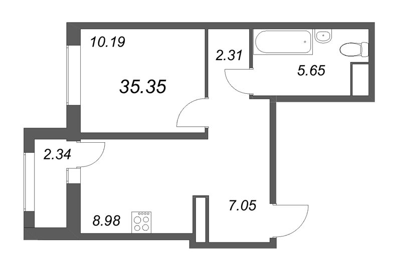 1 ккв 35,4 м²