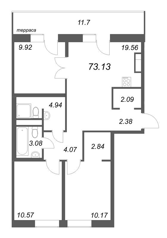 4 ккв (Евро) 73,1 м²