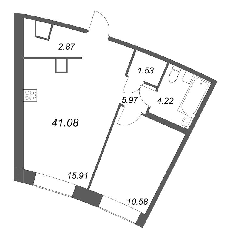 2 ккв (Евро) 41,1 м²