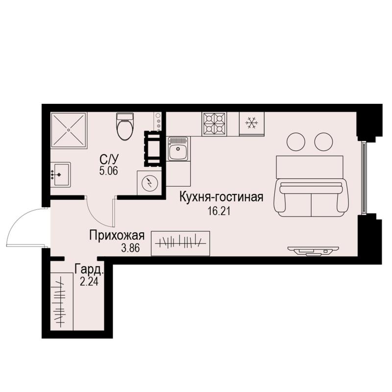 Студия 27,4 м²