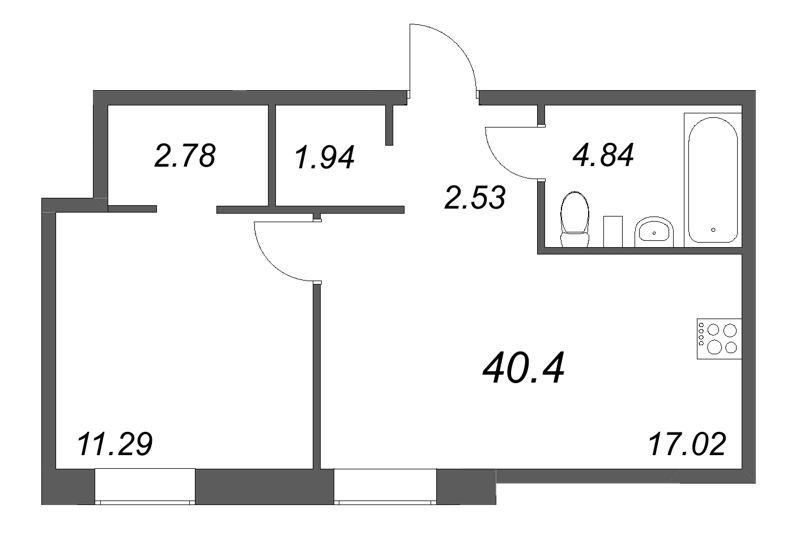 2 ккв (Евро) 40,4 м²