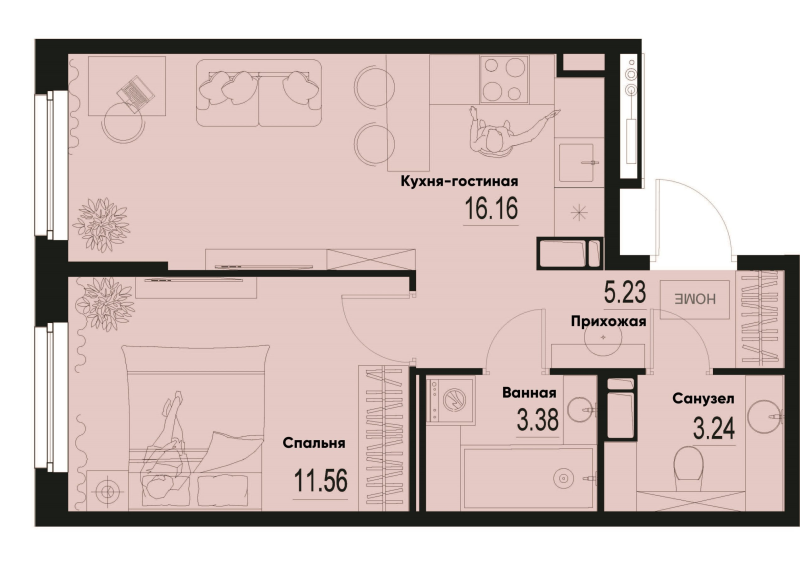2 ккв (Евро) 39,6 м²