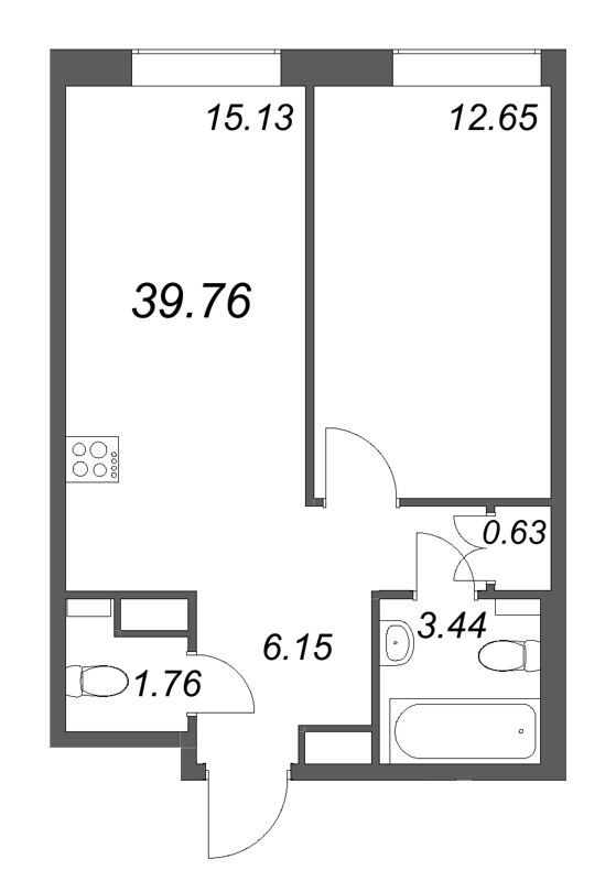 2 ккв (Евро) 39,8 м²