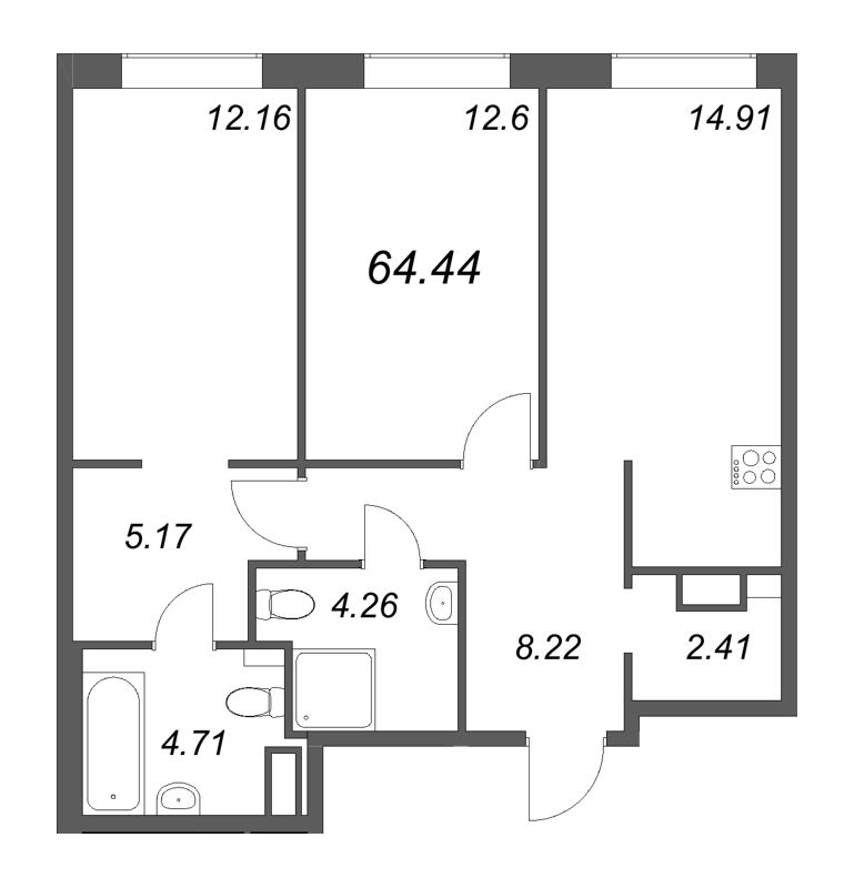 2 ккв 64,4 м²