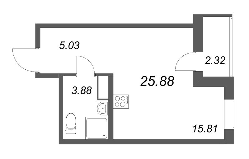 Студия 25,9 м²
