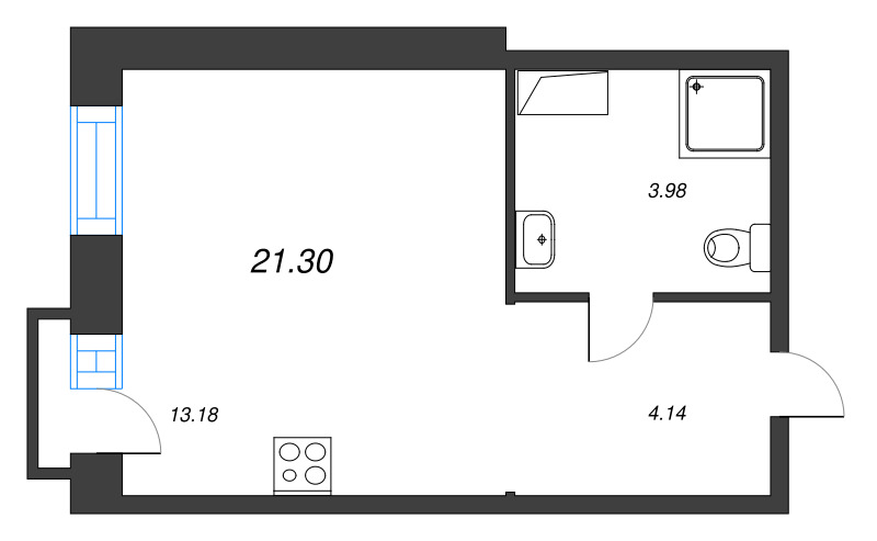 Студия 21,3 м²