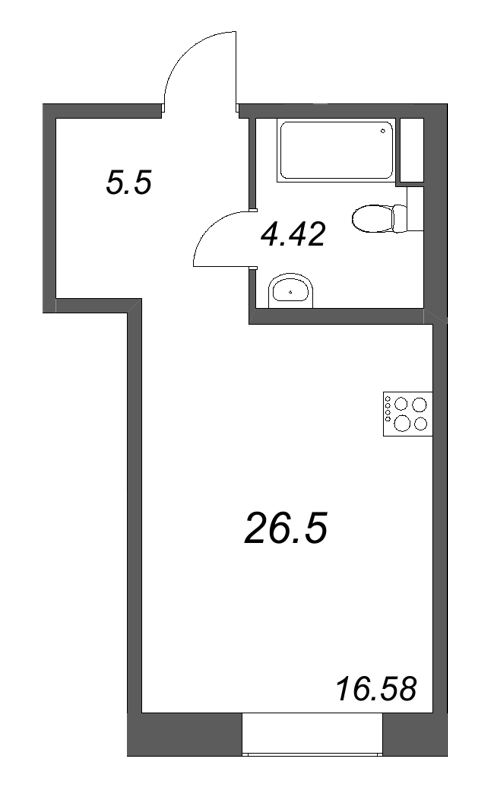 Студия 26,5 м²