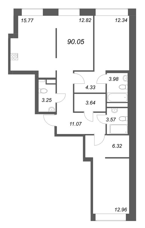 3 ккв (Евро) 90,1 м²