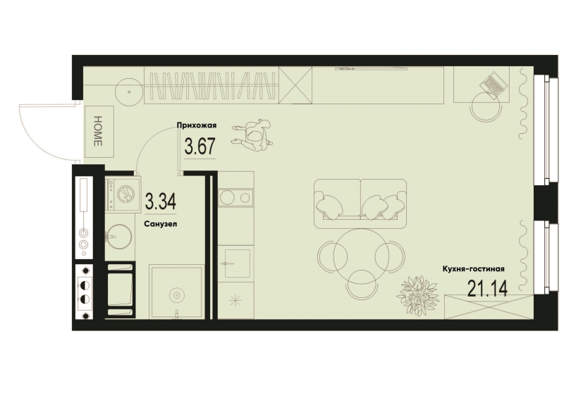 Студия 28,2 м²