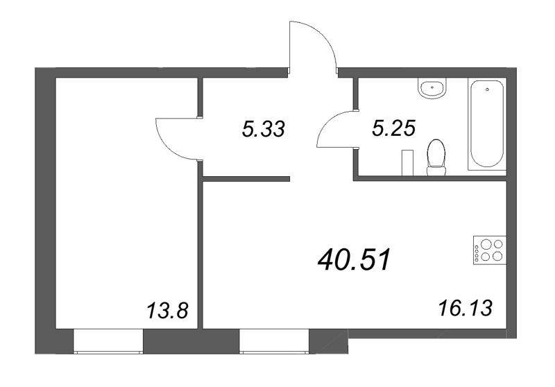 2 ккв (Евро) 40,5 м²