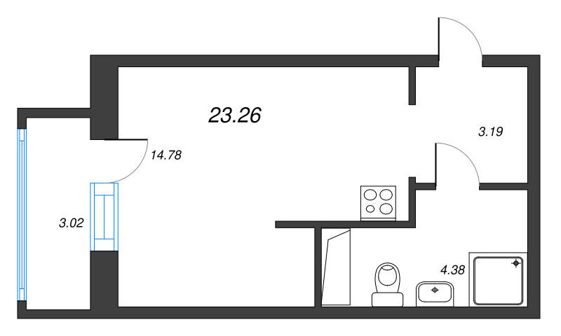 Студия 23,3 м²