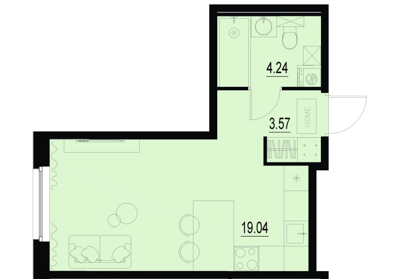 Студия 26,9 м²