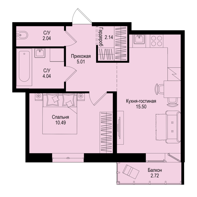 2 ккв (Евро) 40 м²