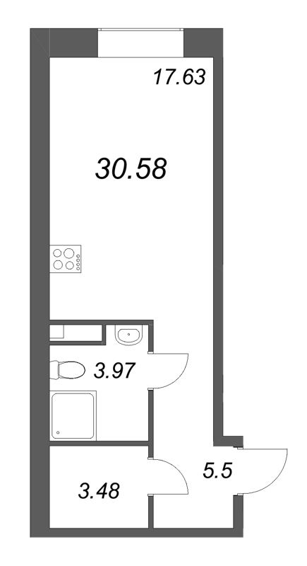 Студия 30,6 м²