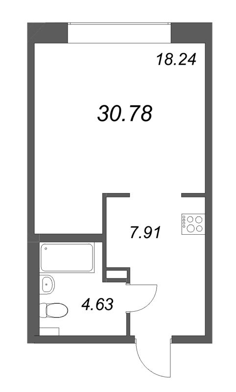 Студия 30,8 м²