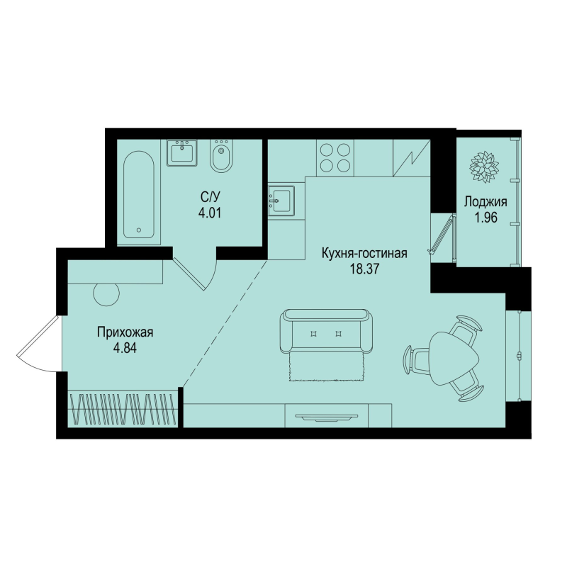 Студия 28,2 м²