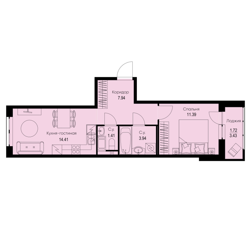 1 ккв 40,8 м²