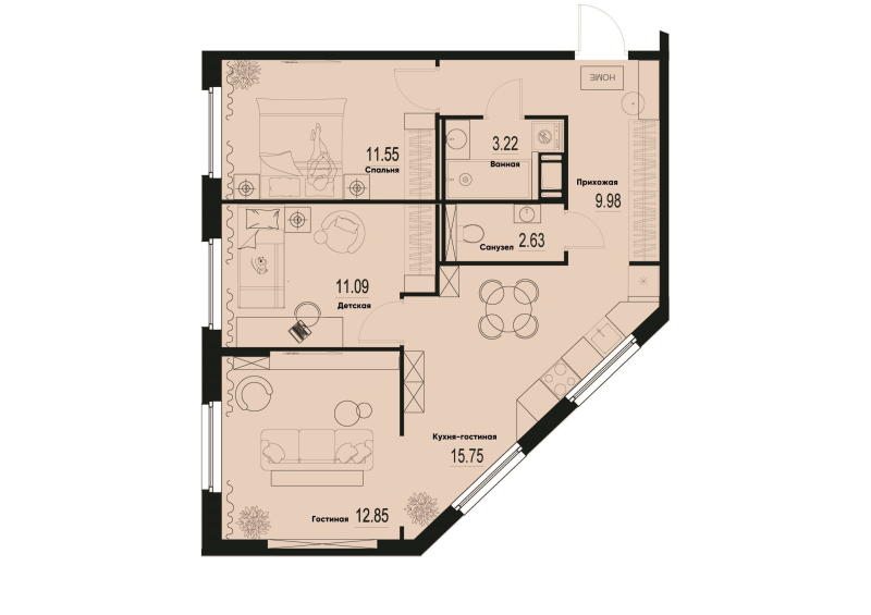 3 ккв (Евро) 67,1 м²