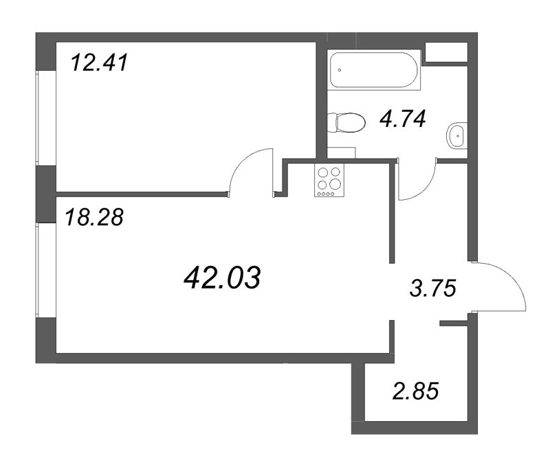 2 ккв (Евро) 42 м²