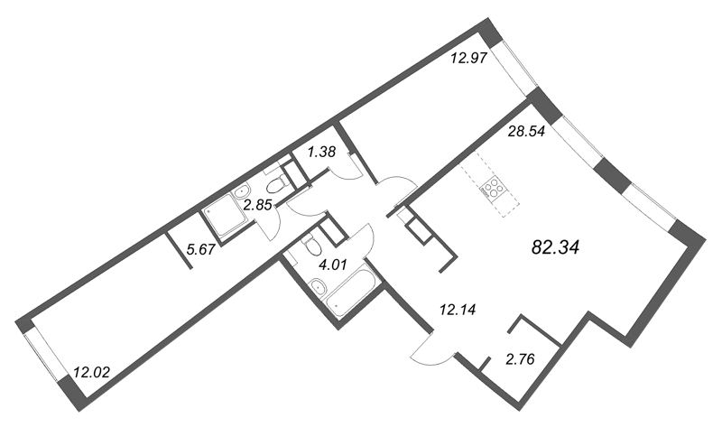 3 ккв (Евро) 82,3 м²