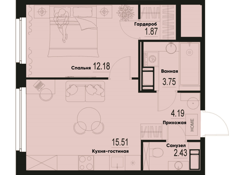 2 ккв (Евро) 39,9 м²