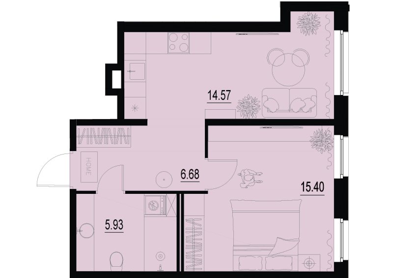1 ккв 42,6 м²