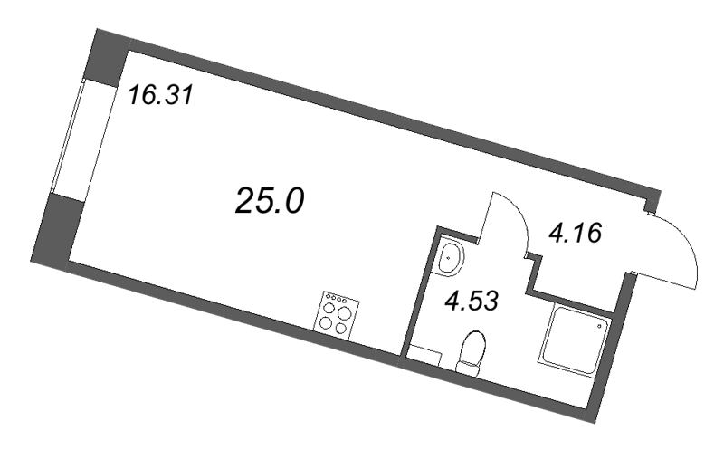 Студия 25 м²