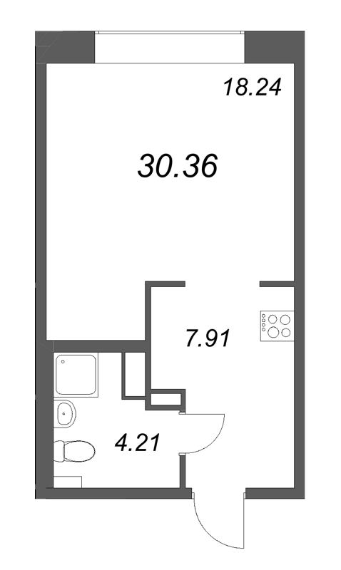 Студия 30,4 м²