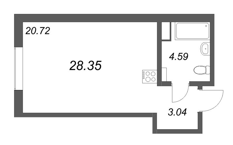 Студия 28,4 м²