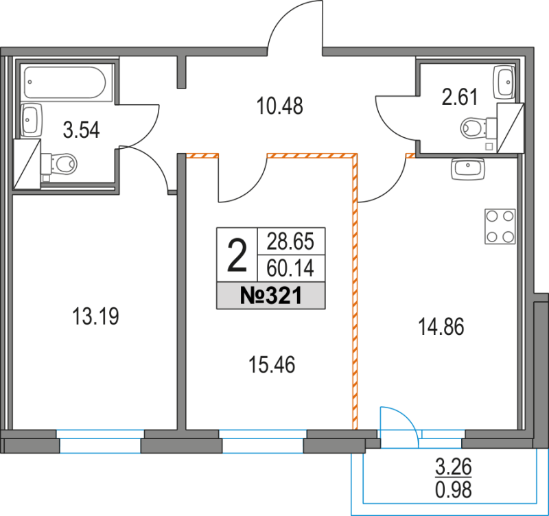 2 ккв 60,1 м²
