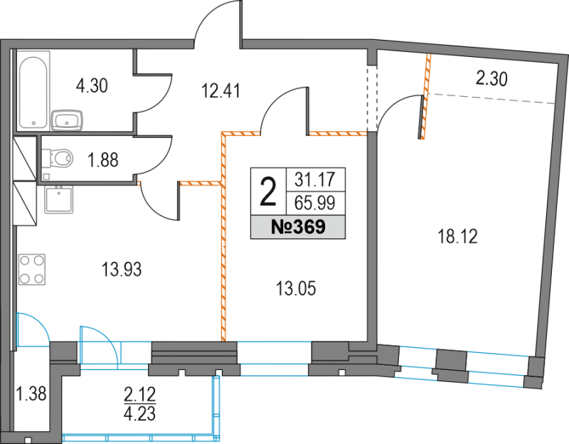 2 ккв 66 м²