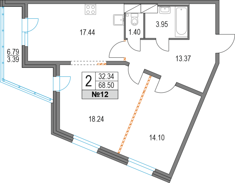 2 ккв 68,6 м²