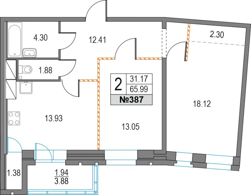 2 ккв 66 м²