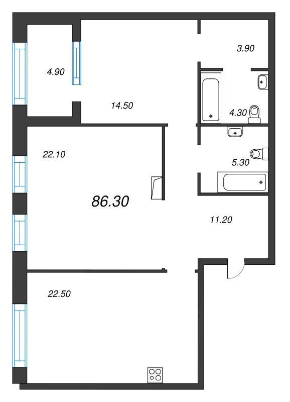 3 ккв (Евро) 86,3 м²
