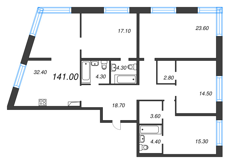 5 ккв (Евро) 141 м²