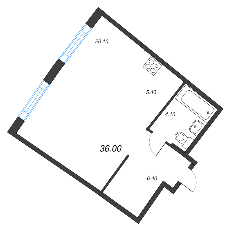Студия 36 м²
