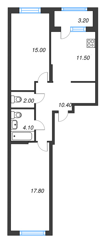 2 ккв 62,4 м²