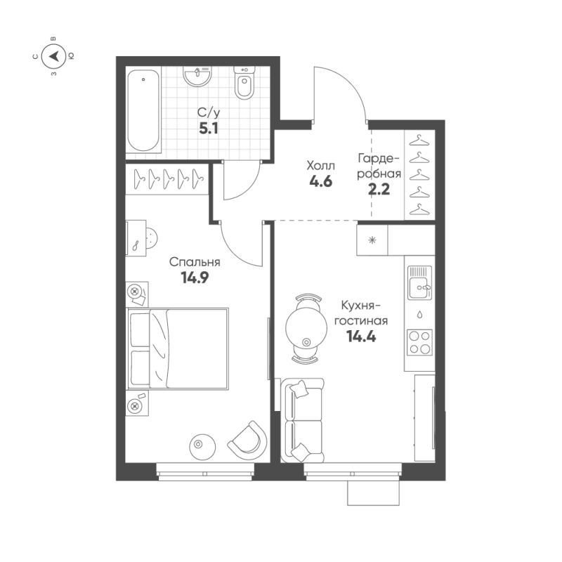 1 ккв 41,2 м²