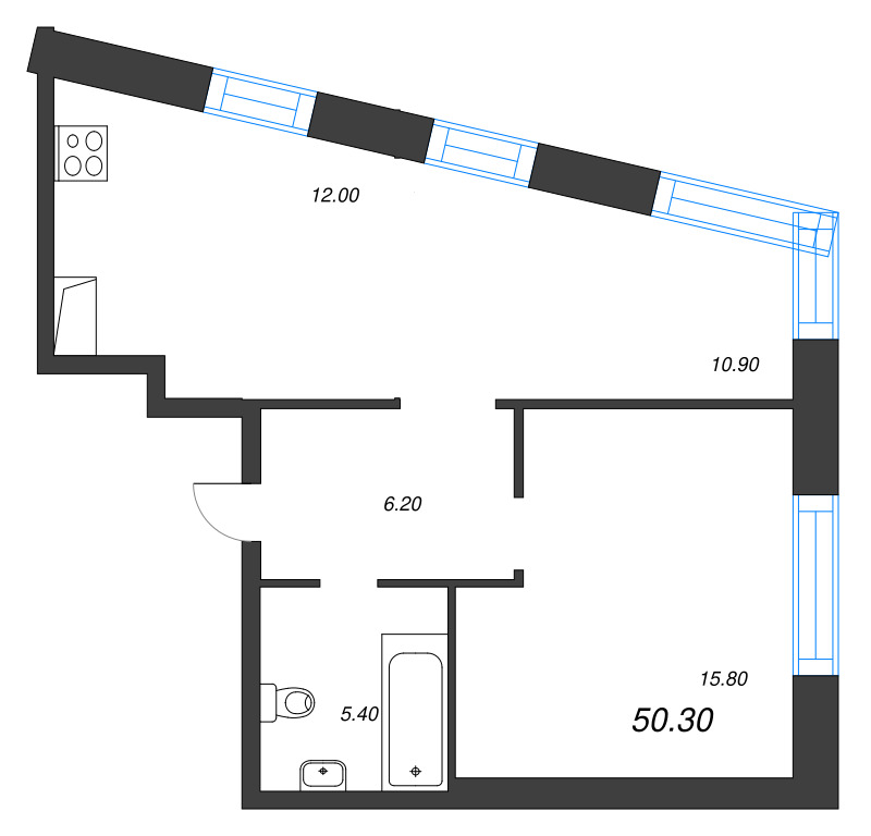 2 ккв (Евро) 50,3 м²