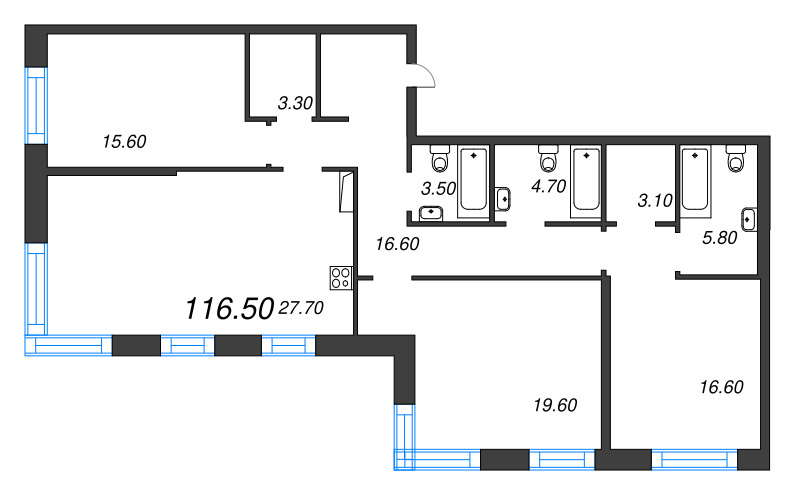 4 ккв (Евро) 116,5 м²