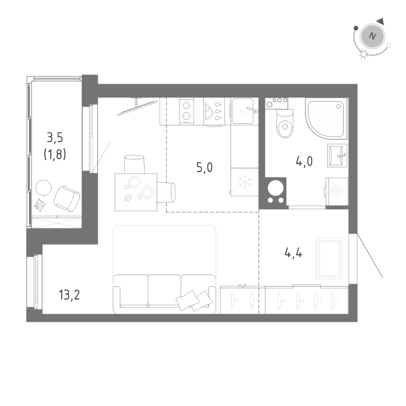 Студия 28,4 м²