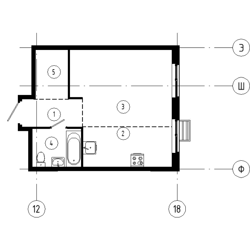 Студия 35,8 м²