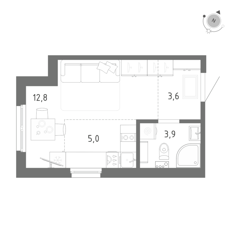 Студия 25,3 м²