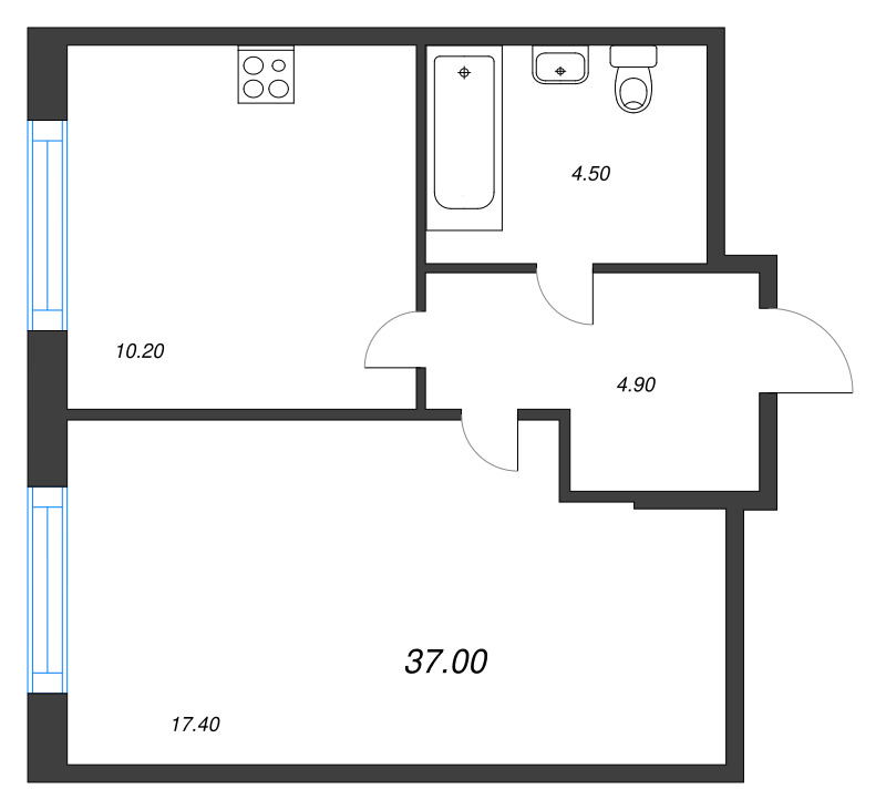 1 ккв 37 м²