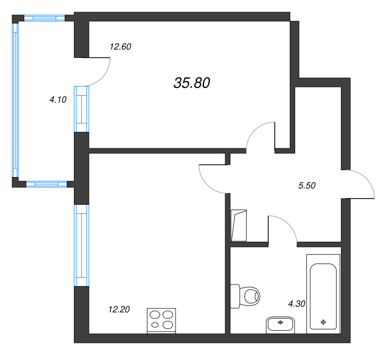 1 ккв 35,9 м²